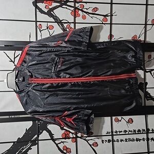 Jordan Vintage Nike Air Jordan Short Sleeve  Black Red Full Zip Robe Small